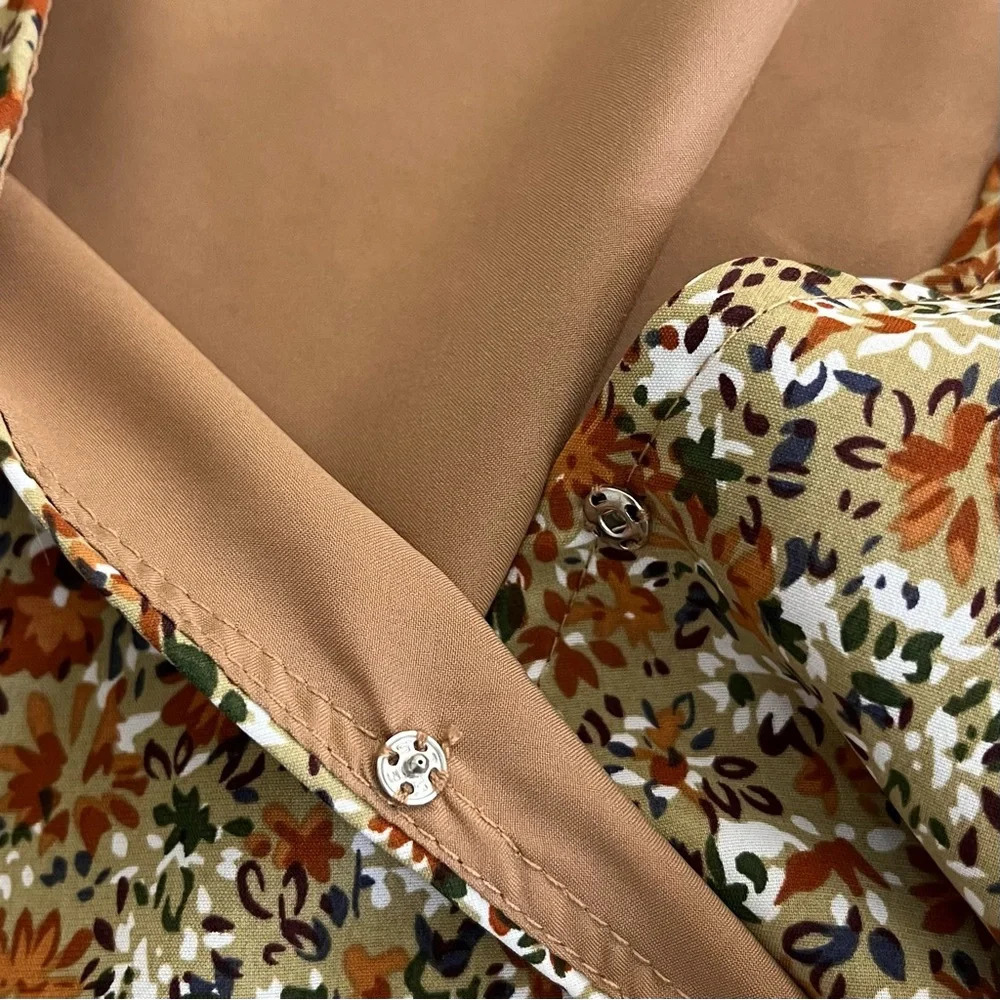 Molly Bracken Enola Wrap Boho Floral Long Dress Size Medium Cottagecore Khaki‎ - Picture 7 of 8